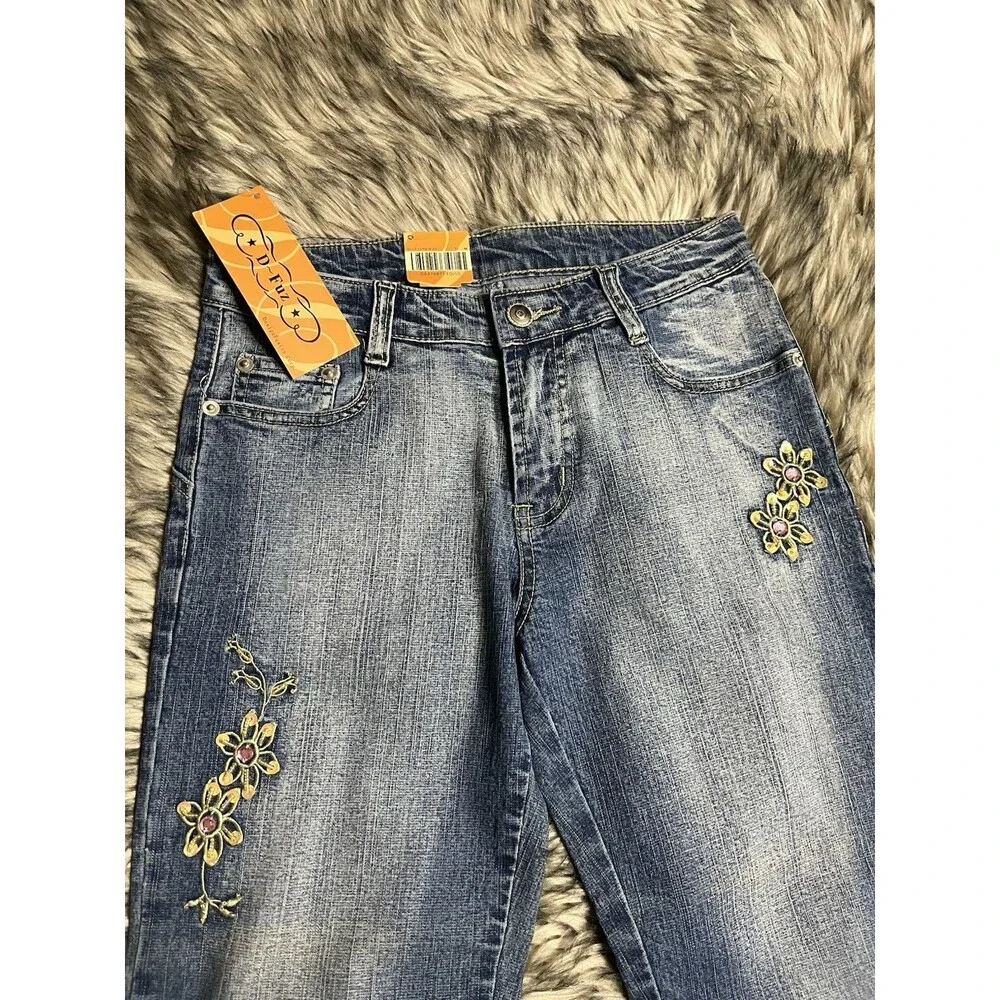 D Fuz Design Fusion Y2K Denim Capri Jeans Juniors Sz 7 Nwt
